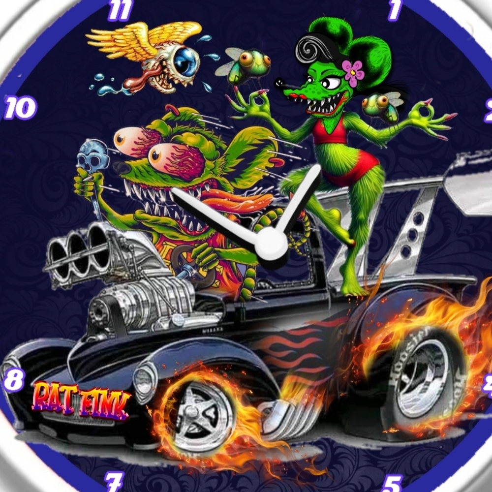 Colorful Rat Fink Wall Clock